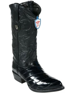 Bota de Vaquero Western Wild West Negra Anguila Genuina Punta J EE 2990805 - Imagen 1 de 1