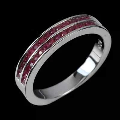 Silver Ring Ruby Genuine Natural Mined Gems Solid Sterling Size N 1/2  US 7 - Image 1 of 4