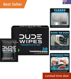 Individually Wrapped Flushable Wet Wipes - 30 Pack, Perfect for Travel & Hygiene - Picture 1 of 8