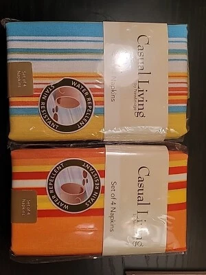 Newbridge Martina Stripe Indoor/Outdoor Polyester 17"x 17" Napkins Set of 4 NIP  - Image 1 of 3