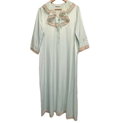 De Colección Givenchy Intimite Verde Encaje Borde Peignoir Bata Camisón Lencería Talla Pequeña Foto 1 de 4