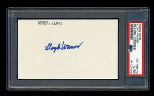 LLOYD WANER SIGNED INDEX CARD MINT PSA/DNA SLABBED PITTSBURGH PIRATES HOF - Picture 1 of 2