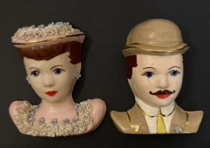 VINTAGE Dame & Herr Wandtafeln Keramik Hänger Skulptur Mann und Frau - Bild 1 von 18