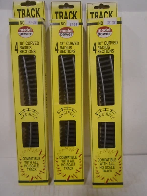 3 MODEL POWER #33-34 18" RADIUS CURVE TRACKS TOTAL OF 12 SECTIONS COMPLETE CIRCL - Image 1 of 2