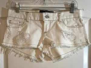 Nuevo Pantalones Cortos Americanos Vintage Blanco Denim Recuperado Levi’s Distressed Talla Mediana N1 - Imagen 1 de 7