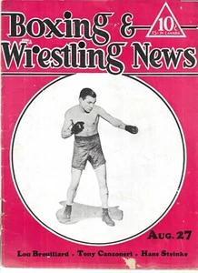 BOXING & WRESTLING NEWS AUG. 27, 1932-TONY CANJONERI COVER - Picture 1 of 3