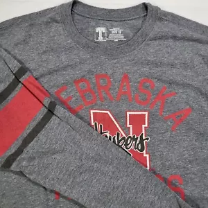 T-shirt manica lunga Nebraska Huskers uomo piccola grigia università - Foto 1 di 9
