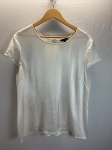 St. John Ivory Cap sleeve satin blouse top Formal Party Layering size XL - Picture 1 of 14