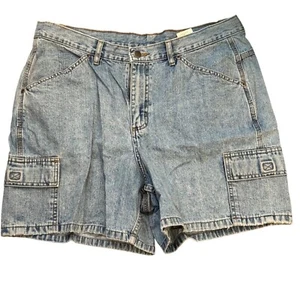 Pantaloncini cargo vintage anni 90 blu denim uomo 14M vestibilità ampia 100% cotone con multipli - Foto 1 di 8