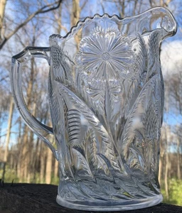 Antique EAPG Inverted Thistle Water Lemonade Pitcher 8” Stunning WEDDING - Picture 1 of 12