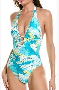 Carmen Marc Valvo Damen mehrfarbig Nacken Träger Einteiler Badeanzug Gr. 12 Neu mit Etikett - Bild 1 von 12