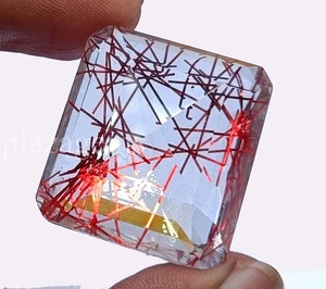 Emerald Cut 103.40 Ct Red Rutilated Quartz Loose Gem Stunning Color 5ARY - Picture 1 of 7