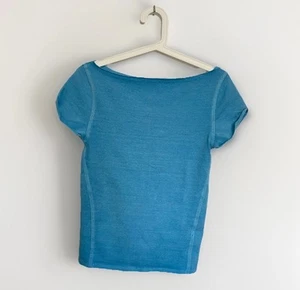 Free People We The Free Body Fit Shirt U-Boot Ausschnitt Blau Größe L Neu - Bild 1 von 3