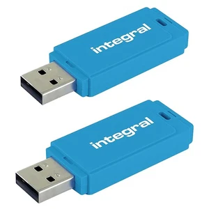 Integral Neon USB 2.0 Flash Drive - Blue - 128GB - Twin Pack - Picture 1 of 3
