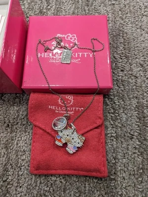 QVC DIAMONIQUE SANRIO HELLO KITTY GEMINI NECKLACE STERLING SILVER ZODIAC WOW! - Image 1 of 4