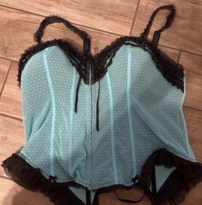 Lane Bryant Cacique blau schwarz Bustier Korsett Schnürung 22 / 24 BH Top - Bild 1 von 3