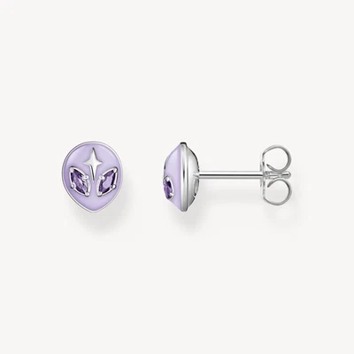 Thomas Sabo Purple Cold Enamel Alien Stud Earrings 925 Silver RRP £65 - Image 1 of 2