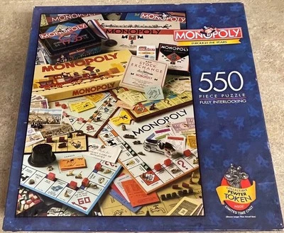 1998 Monopoly Through The Years 550 Pcs(100%)Puzzle Pewter Token Parker Brothers - Image 1 of 4
