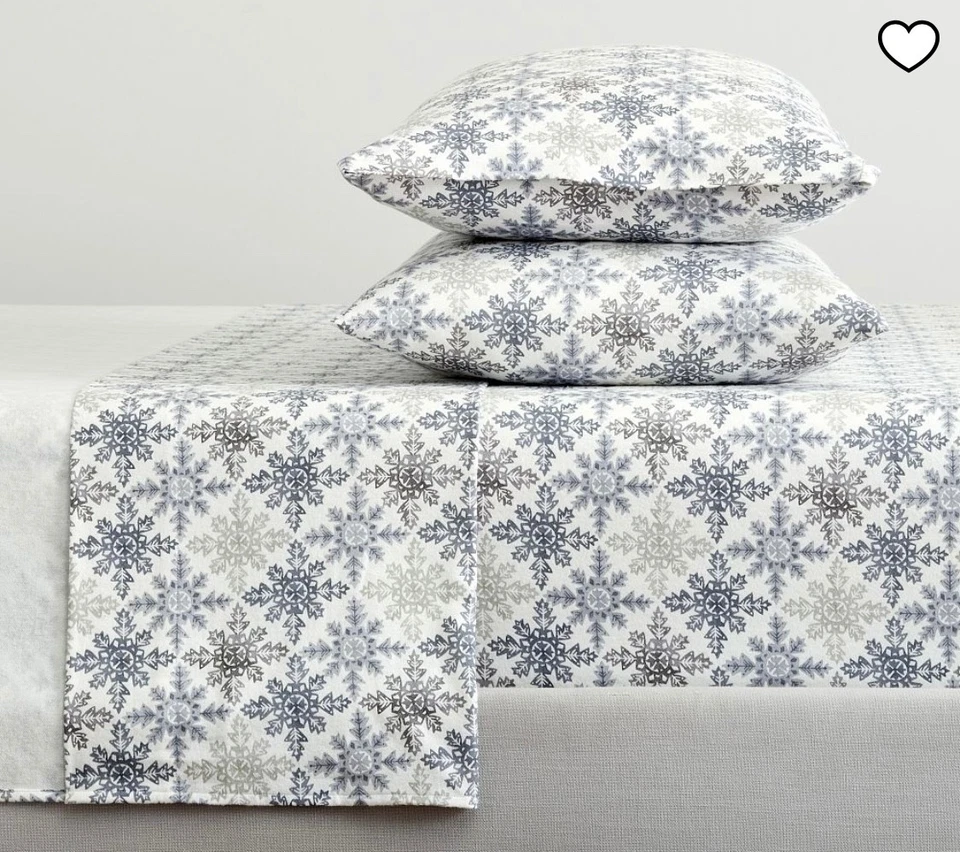 Juego de sábanas Pottery Barn Frosty Snowflake ~ Completo ~ Algodón ~ NUEVO con etiquetas Foto 1 de 4