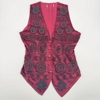 Chaleco de Terciopelo con Cuentas Mujer Talla Grande Boho Indie Hippie Festivo Capas De Colección Foto 1 de 4
