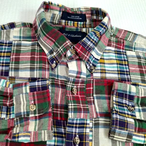 Vintage OC 8 Clothiers Men's Shirt Size M Multicolor Plaid Patchwork Button Cott - Picture 1 of 15