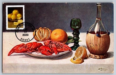 #5487 Fruits and Vegetables Lemons FDC Maxi Card on Vintage Post Card - Image 1 of 2