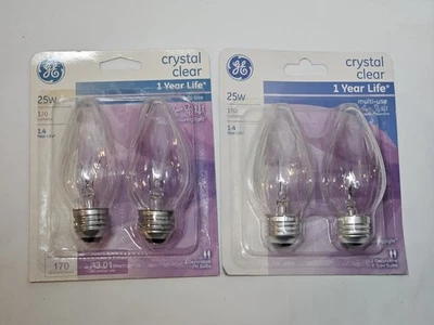 GE 75337 2 Packs 25 Watt Crystal Clear Faceted Flame Shape Candelabra Light Bulb - Image 1 of 2
