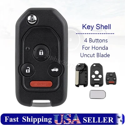 For 2003 - 2012 Honda Accord 4Button Flip Remote Control Key Fob Shell Upgrade - Image 1 of 4