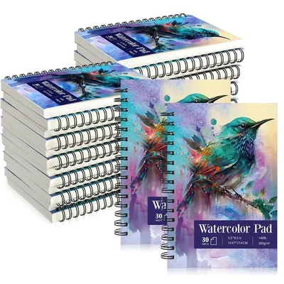 12 Pcs 5.5 x 8.5 Inch Watercolor Paper Pad 140lb 300gsm Watercolor Pad Art Su... - Image 1 of 4