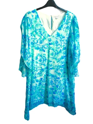 Wallis floaty blue green floral light lined chiffon A-line dress size 14 NWT - image 1 of 4