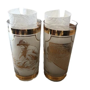 Vintage Paar 22k Gold von Culver Highballs Carson City Nugget USA 12 Oz signiert - Bild 1 von 7