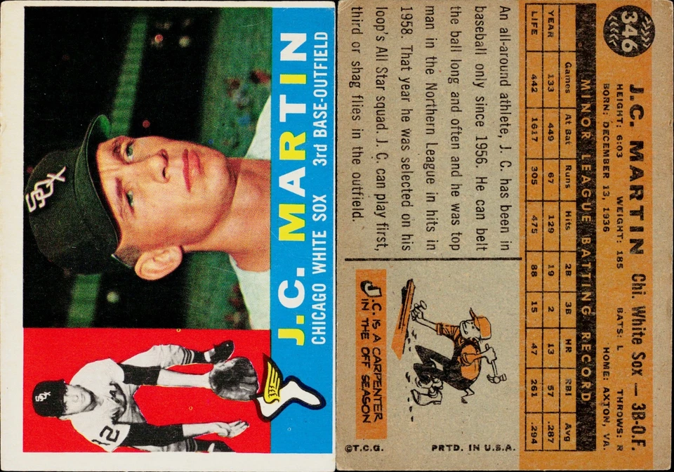Бейсбольная карточка 1960 Topps No346 J.C. Martin (Gary Peters на фото) - Изображение 1 из 1