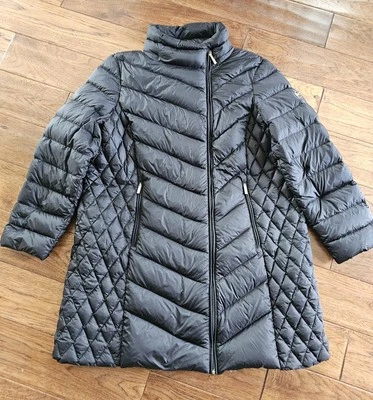 Chaqueta Michael Kors Empacable Relleno Negro Puffer Longline Para Mujer Talla 1X Foto 1 de 4