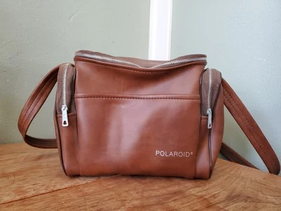 Vintage Polaroid leatherette Brown Zip Case With 2 Side Pockets - Image 1 of 4