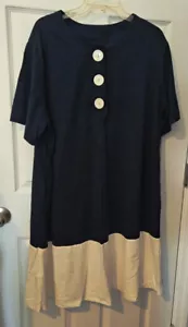 VESTIDO DE VERANO ROAMANS DE COLECCIÓN PARA MUJER MANGA CORTA AZUL MARINO Y BLANCO TALLA 1XL - Imagen 1 de 3