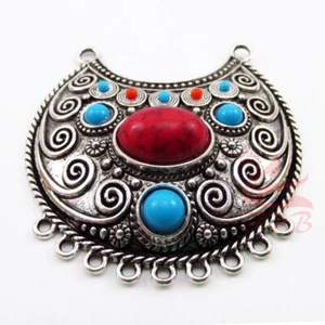 Southwest Connector Pendant - 1/2/5 Antiqued Silver Plated Resin 66mm SC3920 - Picture 1 of 3