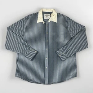 Aeropostale Button Up Cotton Shirt Mens XLarge Blue Striped Casual Preppy Y2K - Picture 1 of 11