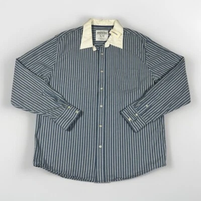 Camisa Aeropostale de Algodón con Botones para Hombres XLarge Azul Rayas Informal Preppy Y2K Foto 1 de 4