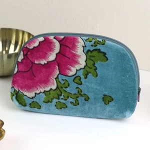 POM Velvet Botanical Kosmetiktasche Reißverschluss Türkis Blau - Bild 1 von 2