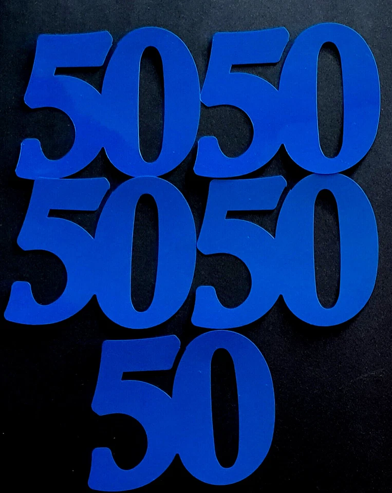 Zahl 50  XL  7,8 x 6,6 cm  blau  5 Stk.  Geburtstag Jubiläum  Basteln  NEU  - Bild 1 von 1