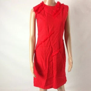 Altuzarra Size 40 US S Women Red Dress Sheath Fringe Detail Sleeveless Dress  - Picture 1 of 8