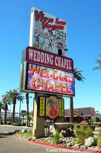 Marquee for Viva Las Vegas Wedding Chapel, Nevada - Vintage Photo Print - Picture 1 of 1