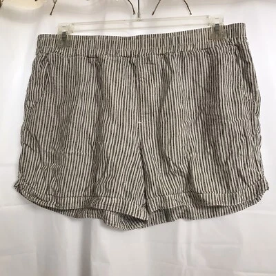 MAURICES  linen Blend striped pull on shorts Women’s Large Nautical Boho - Image 1 of 4