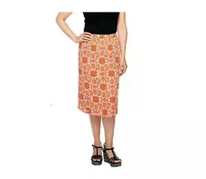 NEW LIZ CLAIBORNE New York $49 Pull-On Fully Lined Gauze Skirt-Papaya-Medium - Picture 1 of 3