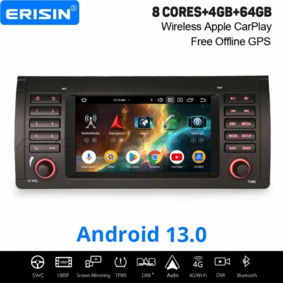 4GB+64GB 8 Kern Android 14 Autoradio BMW X5 E53 Navi DAB+ Carplay DSP Wifi OBD2 - Bild 1 von 4