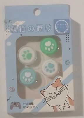 Boné PS4/NS Pro Thumb Grip Cat Paw tema verde e azul Akitomo - Imagem 1 de 2
