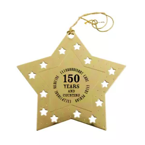 3,5" Gold Stern flach Metall Ornament 150 Jahre außergewöhnliche Medizin Gloria Duchin - Bild 1 von 2