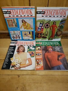 Vintage McCalls Needlework Craft Magazines Lot of 4 1970s Knitting Macrame Rugs - Picture 1 of 9