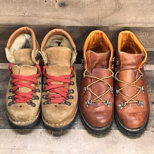 Vintage Mountaineering Climbing Hiking Boots *2-Pair w/Defects* NEEDS REPAIR* - Picture 1 of 24