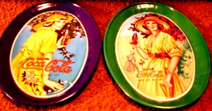 Coca-Cola~Mini Metal Tray Tins with Victorian Lady Set of 3 Vtg. Repro. - Picture 1 of 12